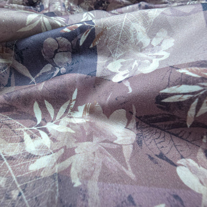 Floral Check Overlay Printed Satin Fabric