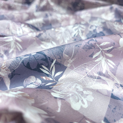 Floral Check Overlay Printed Satin Fabric