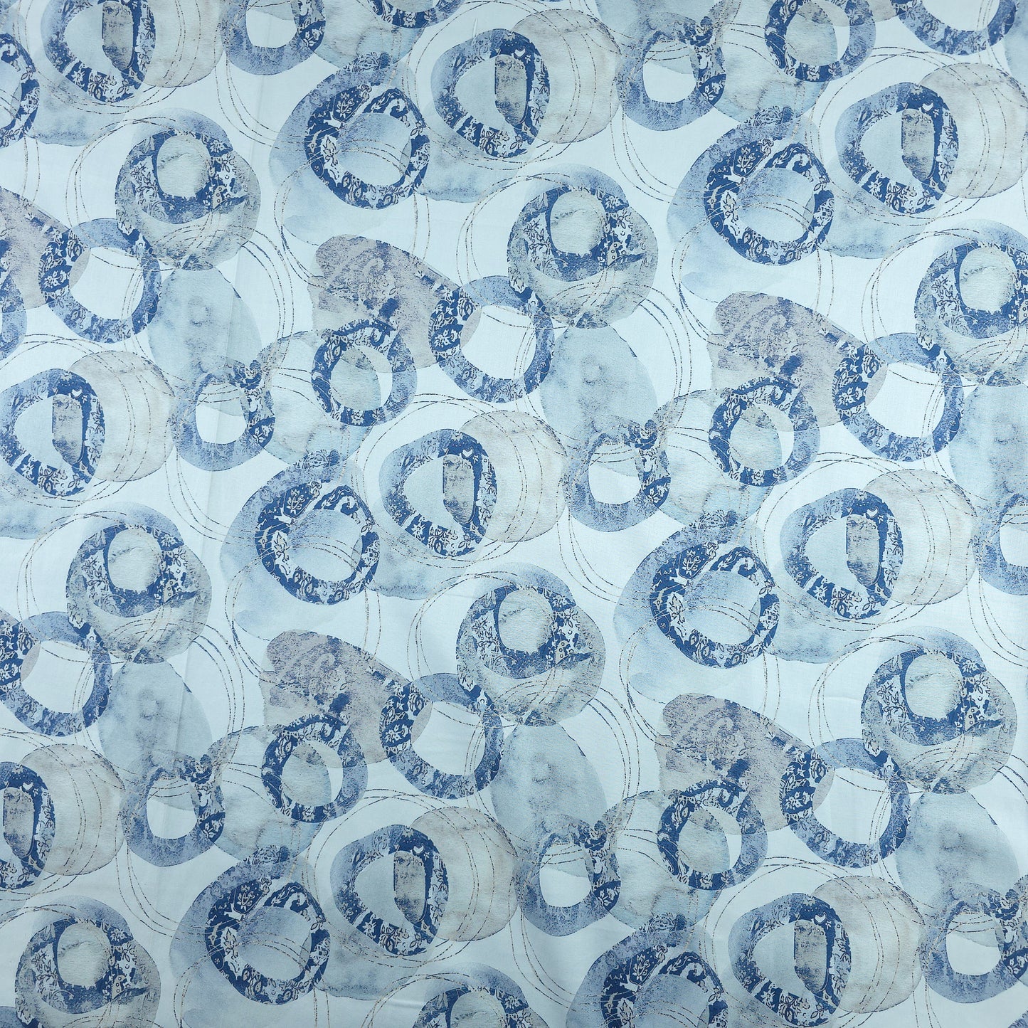 Abstract Circular Brush Printed Satin Fabric