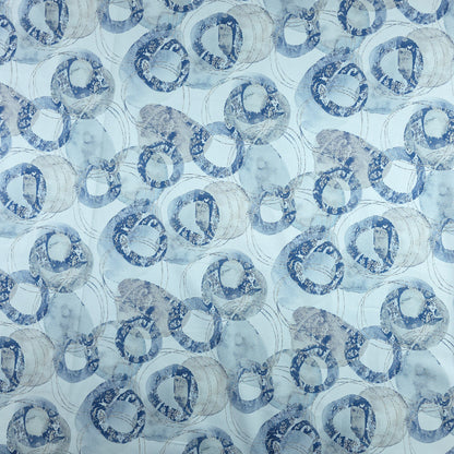 Abstract Circular Brush Printed Satin Fabric