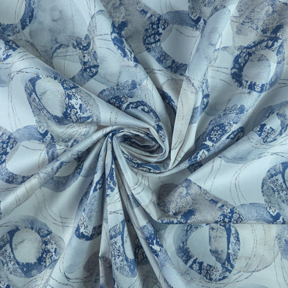 Abstract Circular Brush Printed Satin Fabric