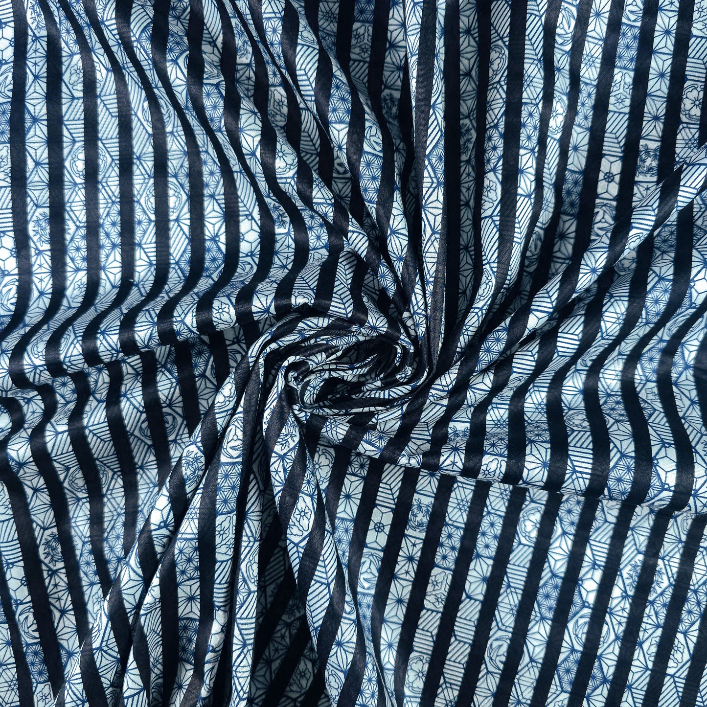 Royal Etched Stripe Printed Satin Fabric