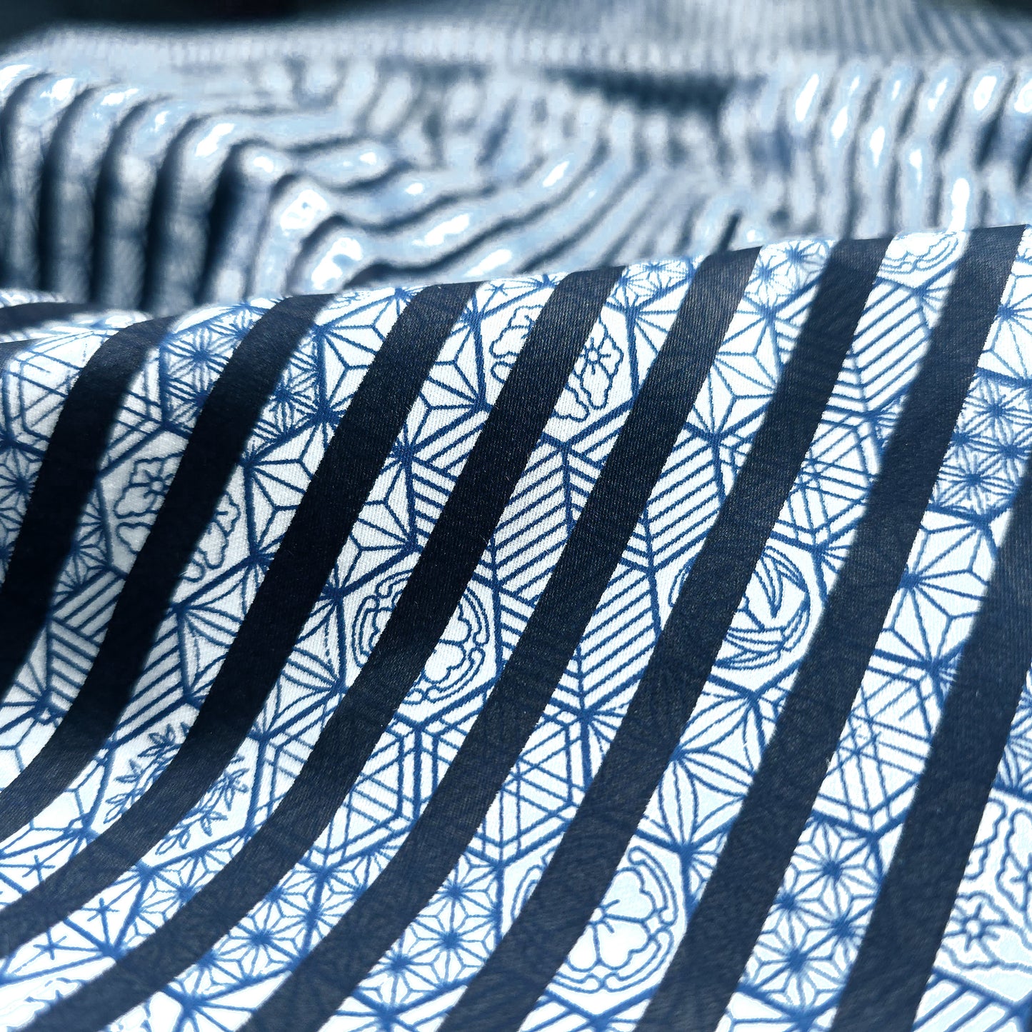Royal Etched Stripe Printed Satin Fabric