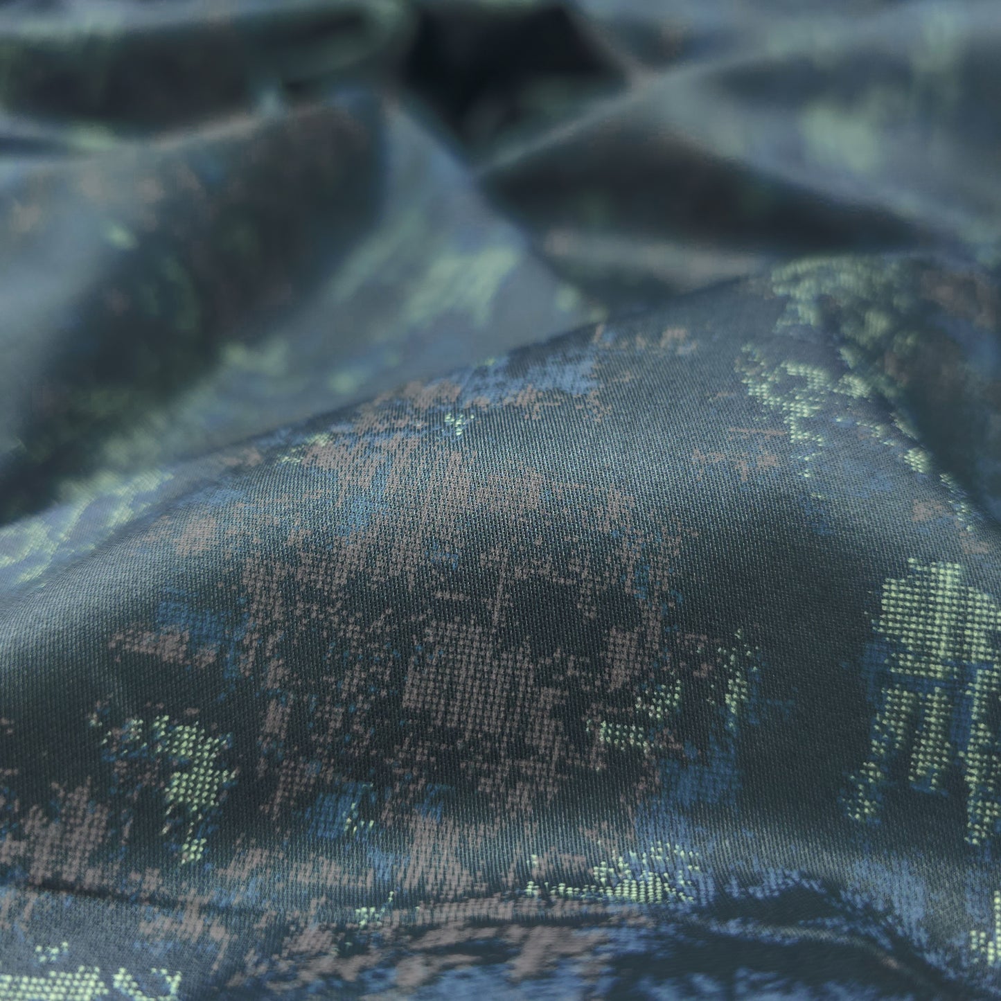 Midnight Abstract Texture Satin Fabric