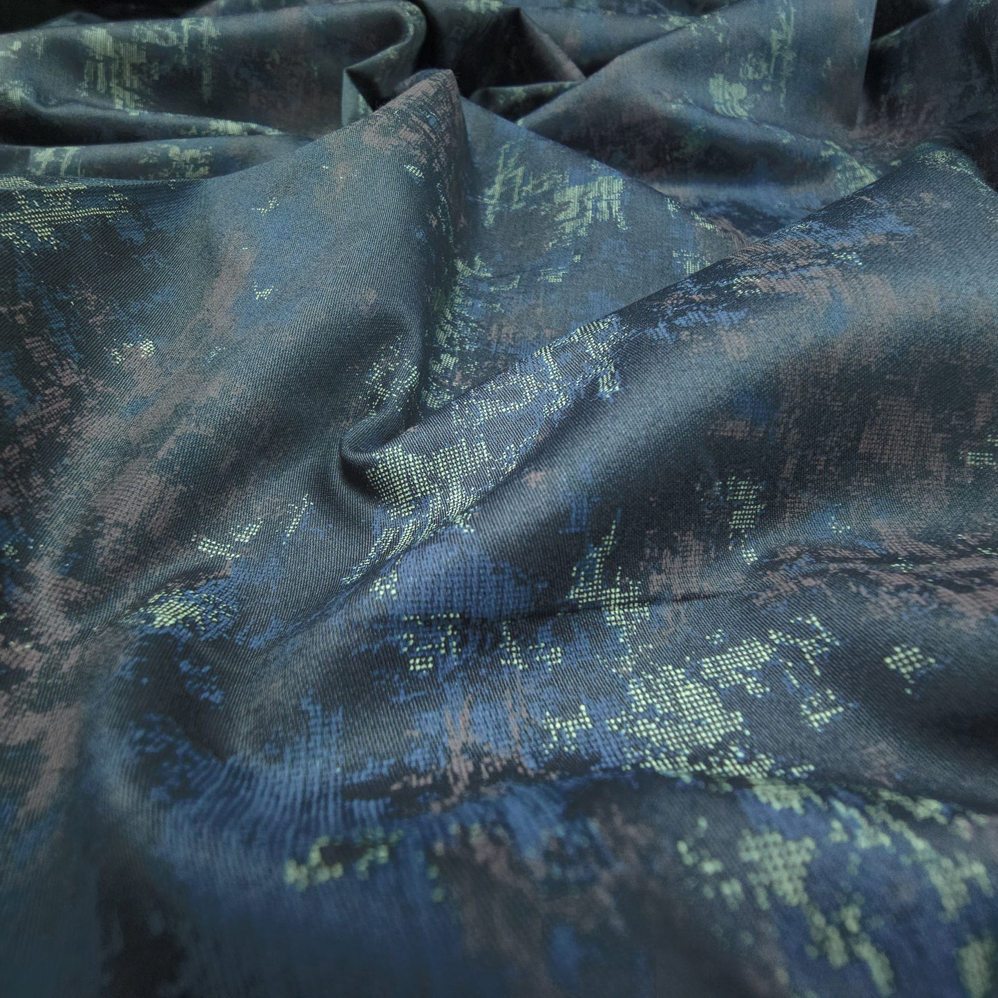 Midnight Abstract Texture Satin Fabric