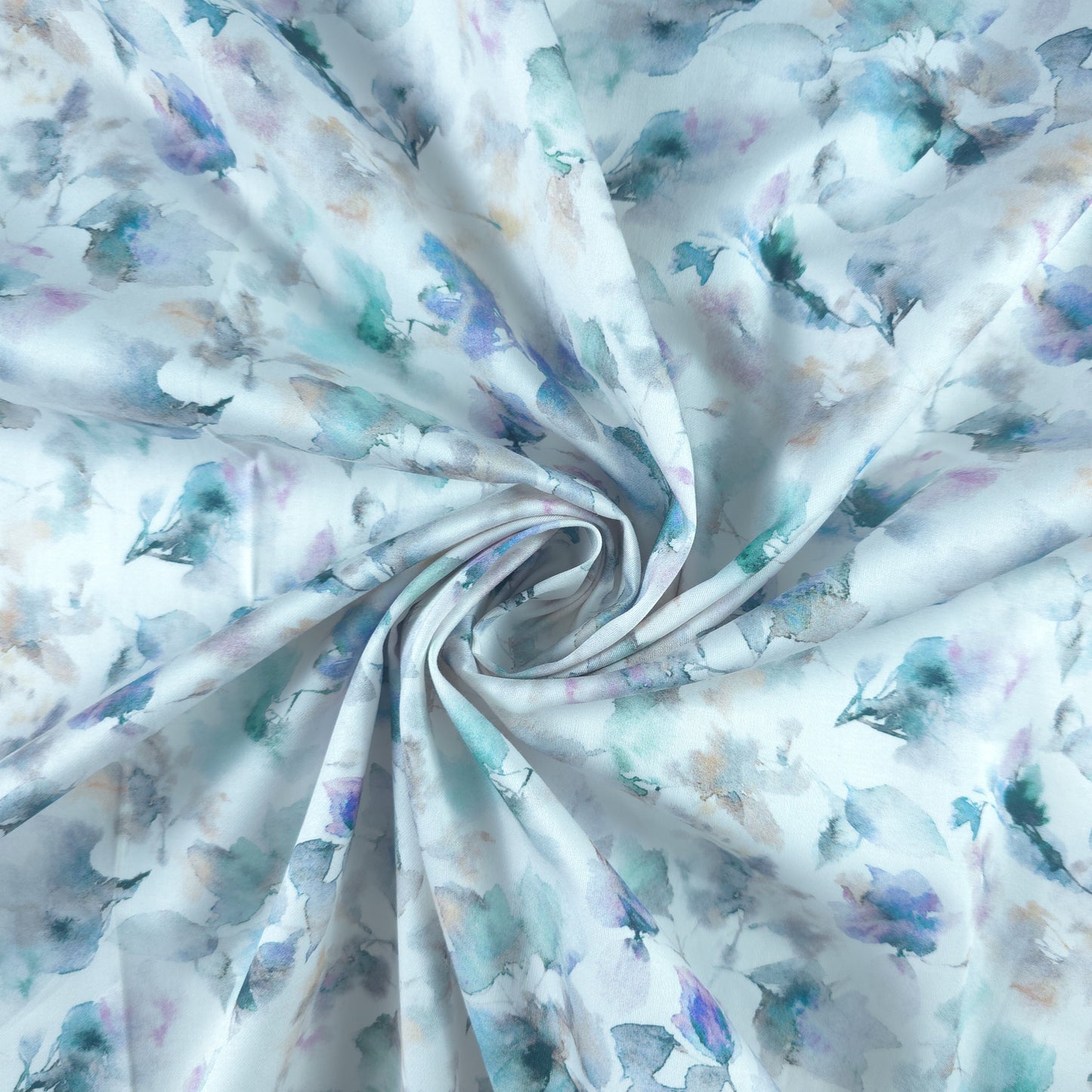 Watercolor Floral Printed Satin Fabric