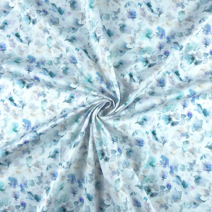 Watercolor Floral Printed Satin Fabric
