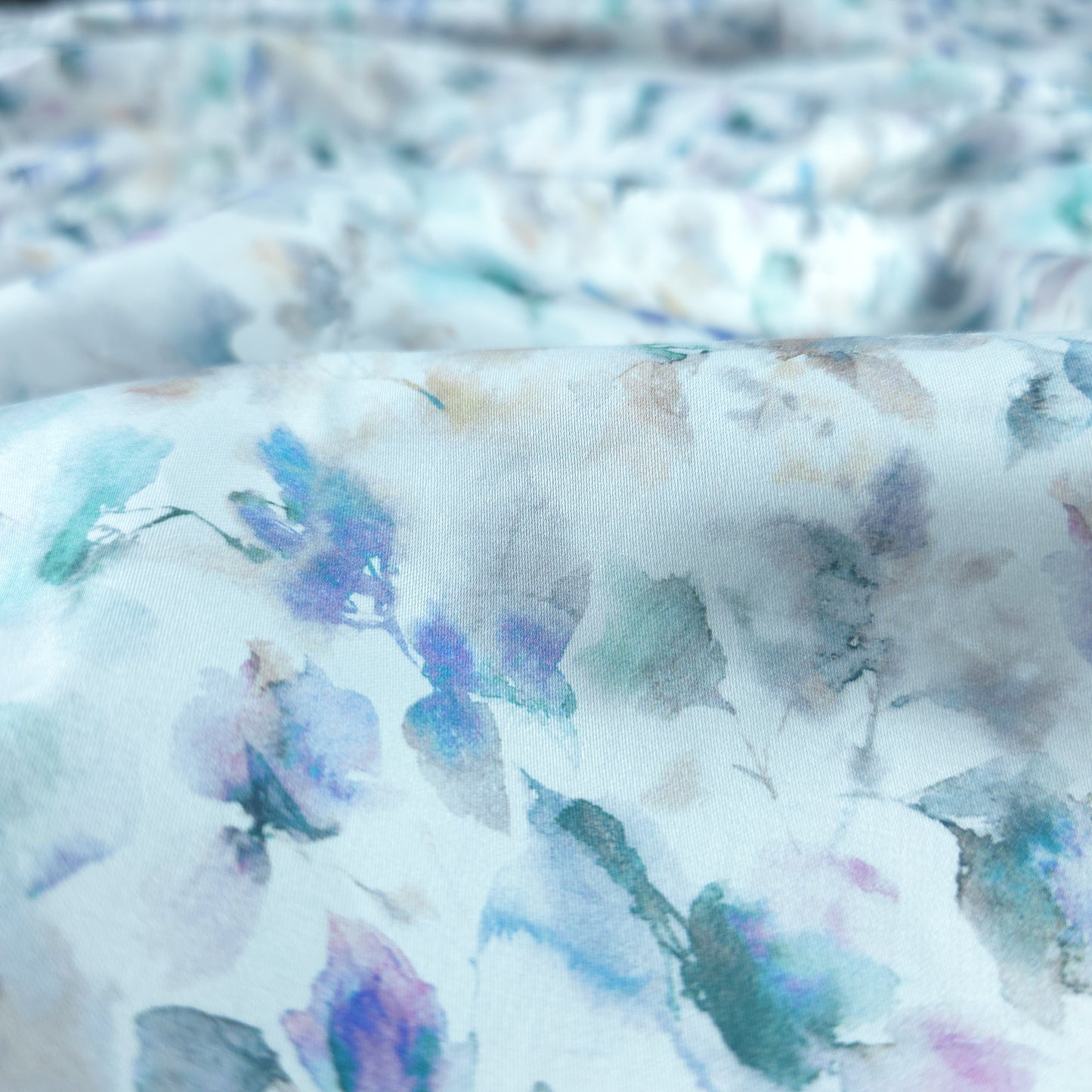 Watercolor Floral Printed Satin Fabric