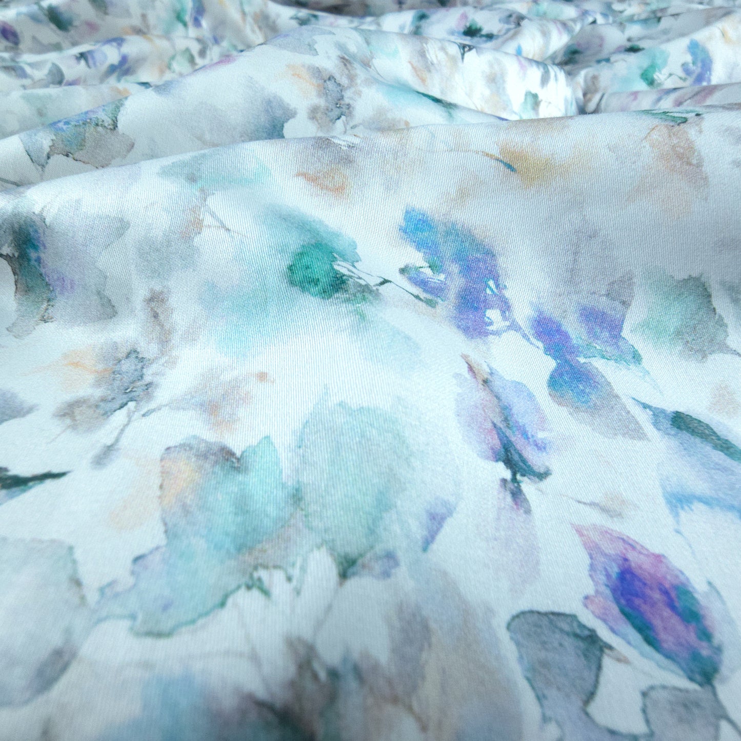 Watercolor Floral Printed Satin Fabric