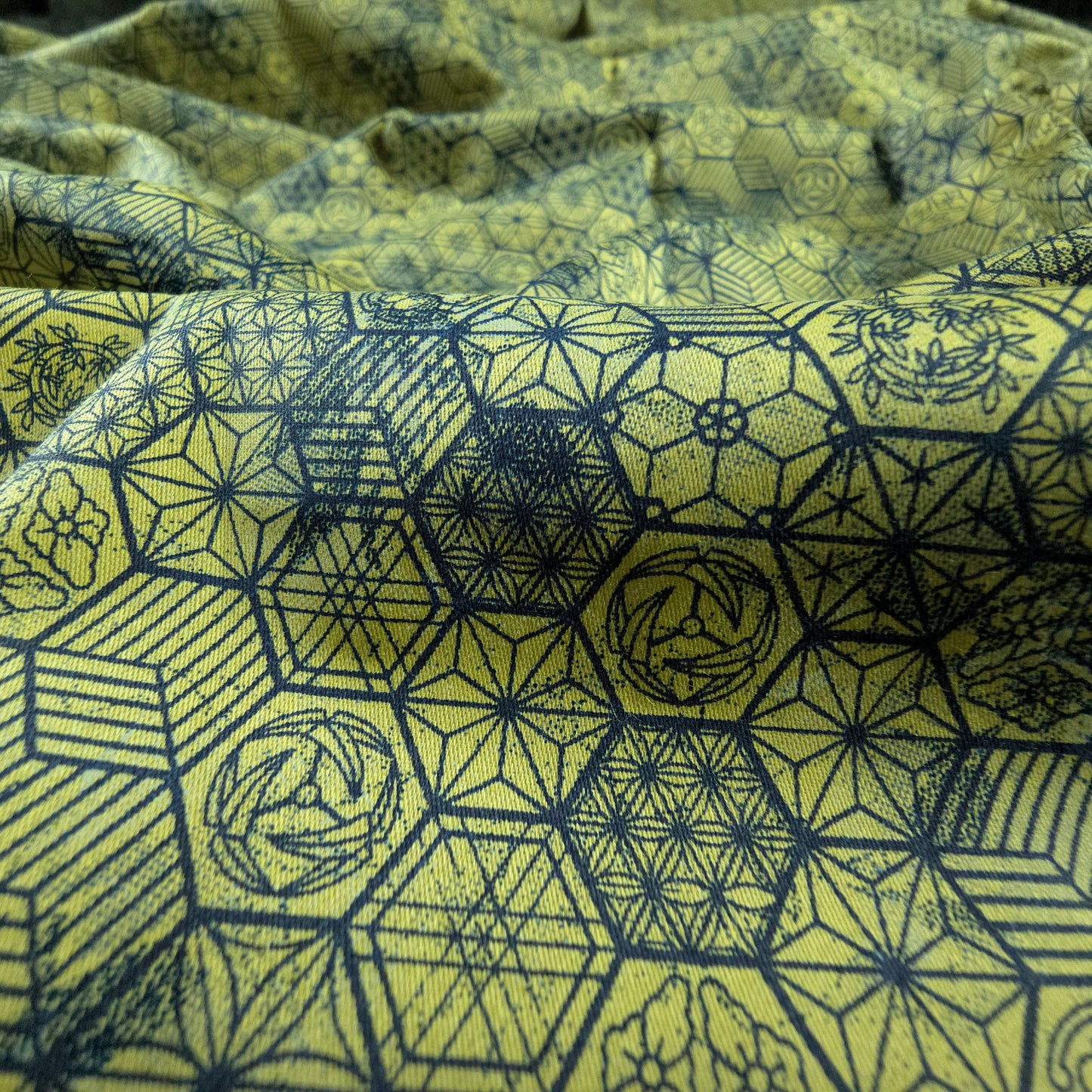 Luxury Hexagon Garden Satin Fabric