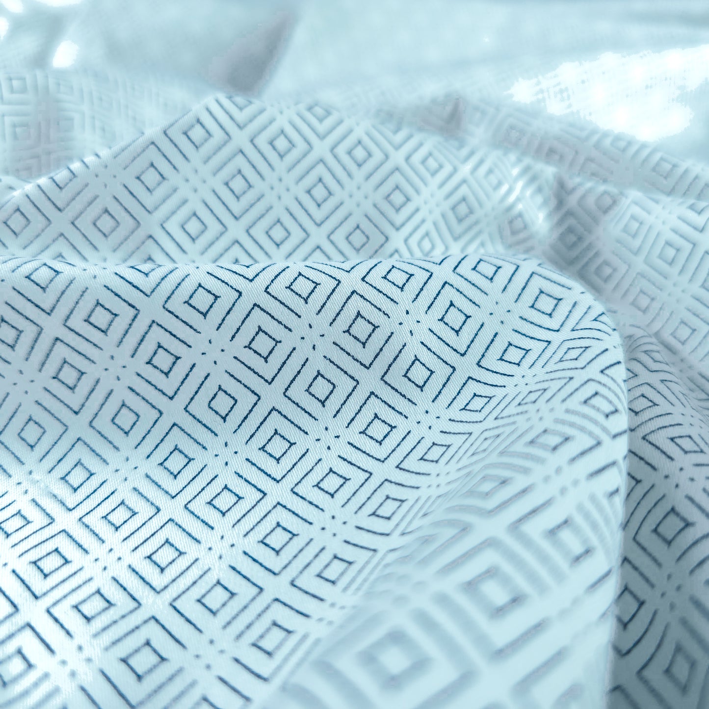 Elegant Fine Geometric Printed Satin Fabric