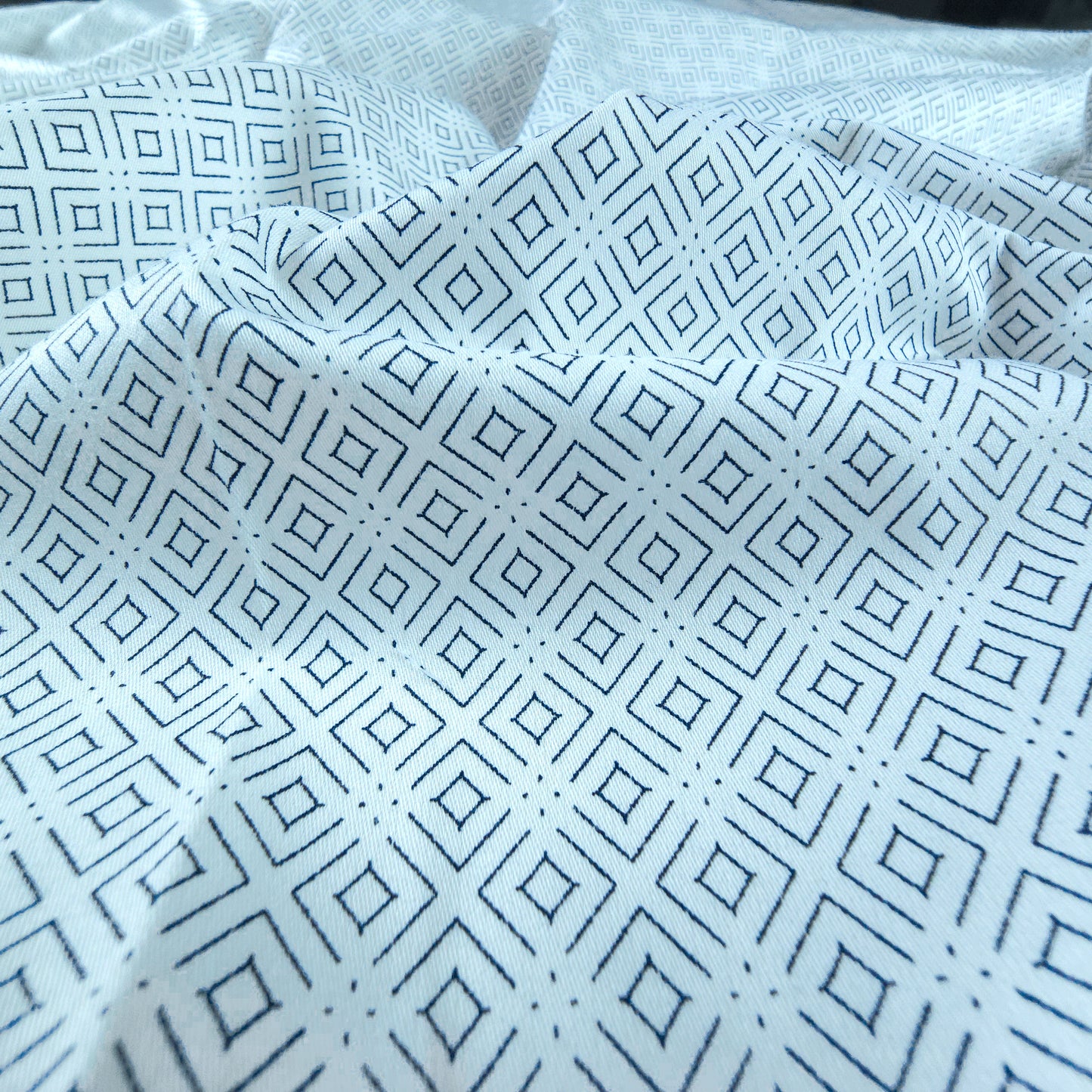 Elegant Fine Geometric Printed Satin Fabric