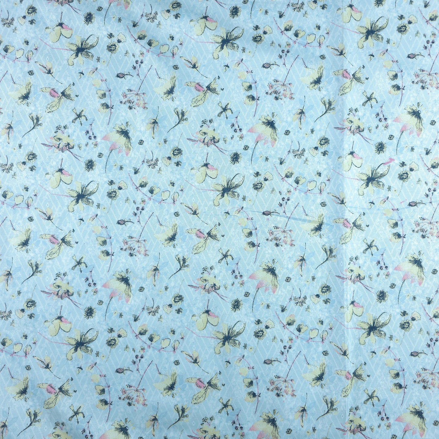 Delicate Meadow Floral Printed Satin Fabric