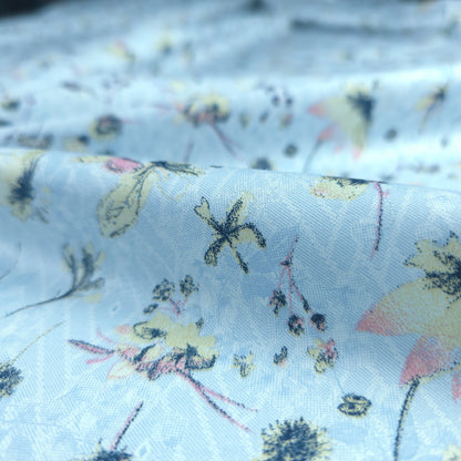 Delicate Meadow Floral Printed Satin Fabric