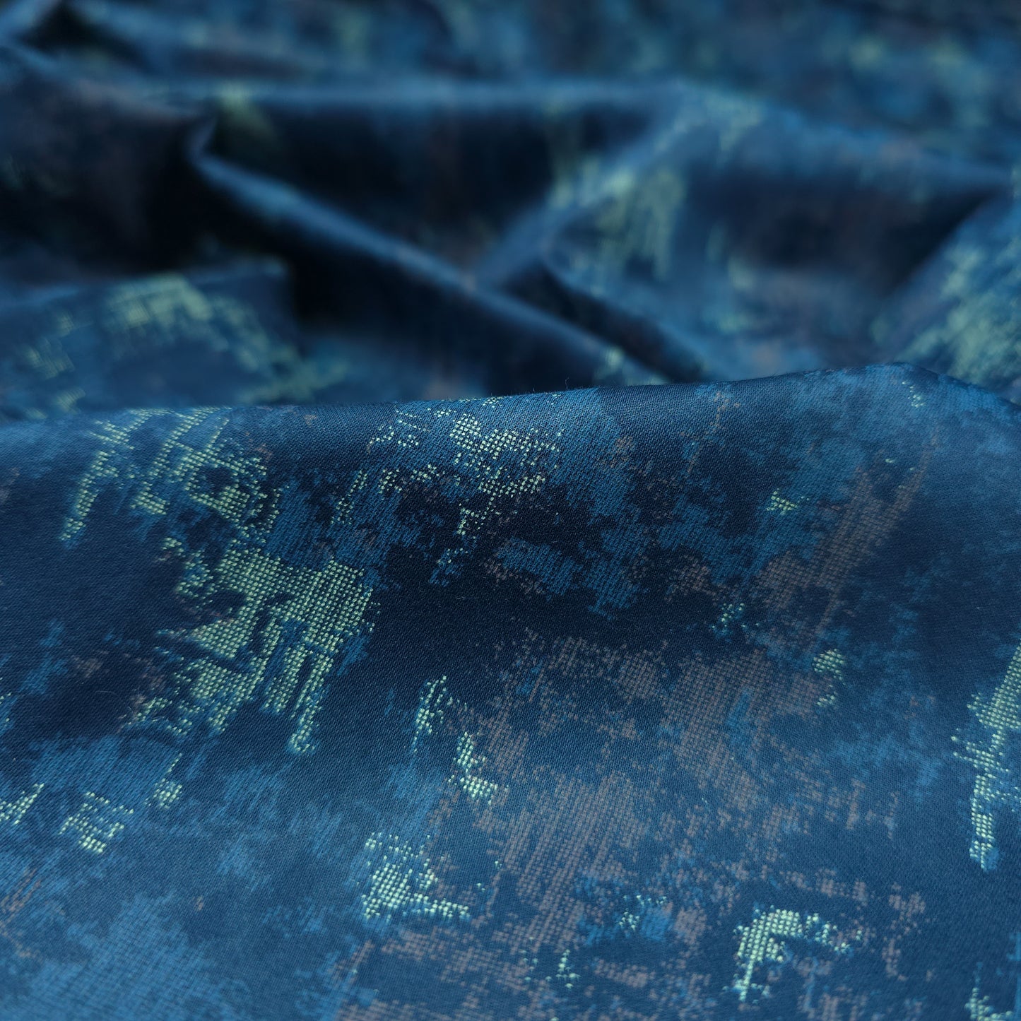 Midnight Abstract Texture Satin Fabric
