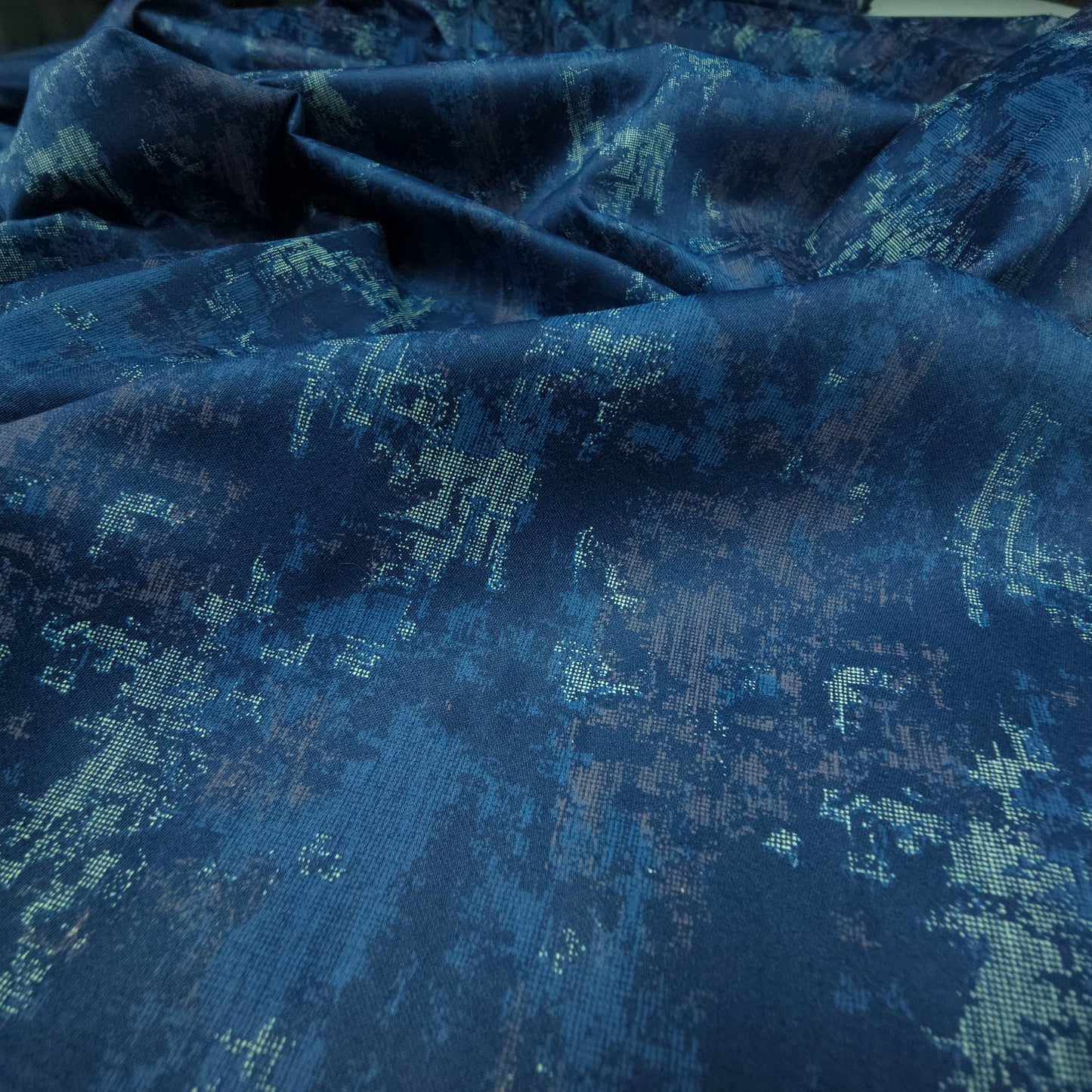 Midnight Abstract Texture Satin Fabric