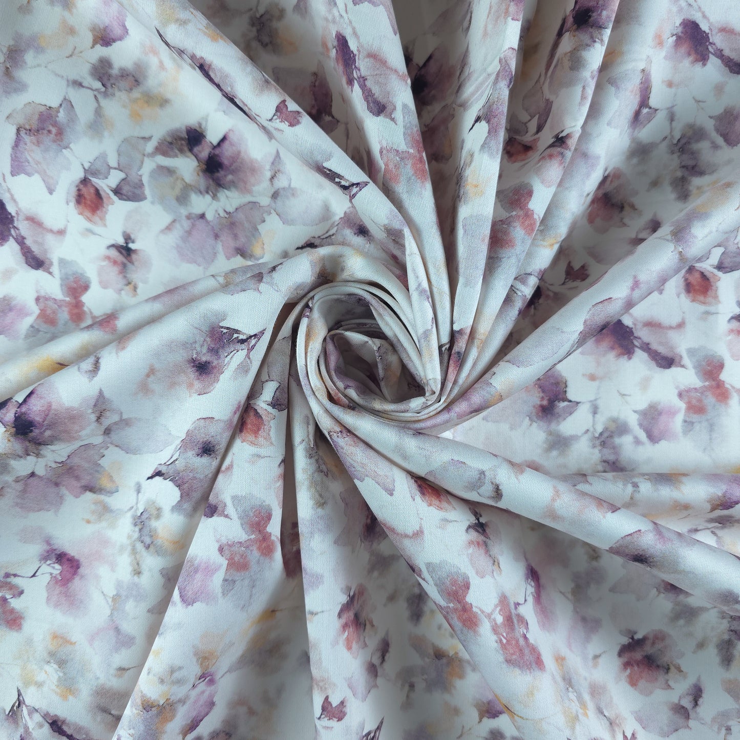 Watercolor Floral Printed Satin Fabric