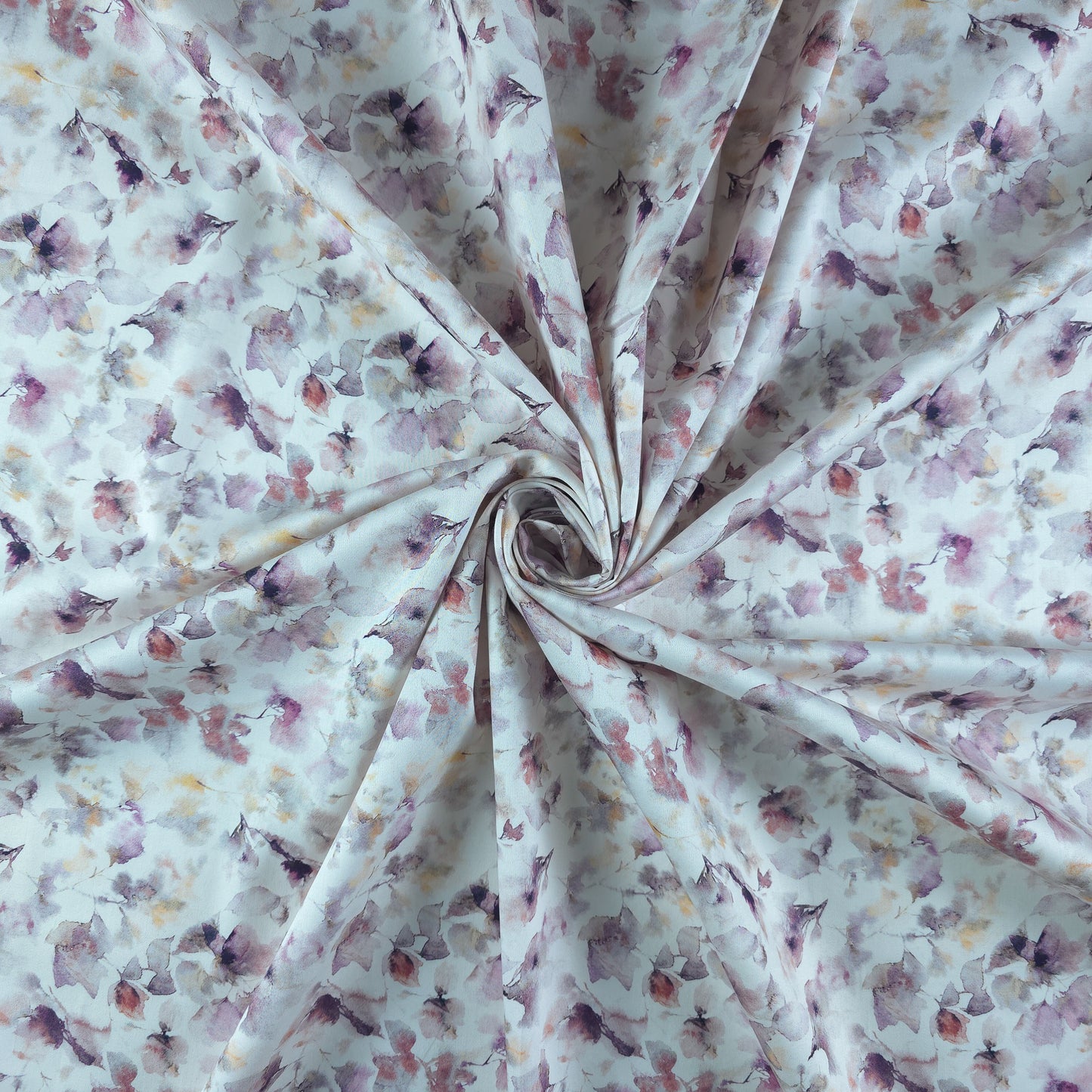 Watercolor Floral Printed Satin Fabric