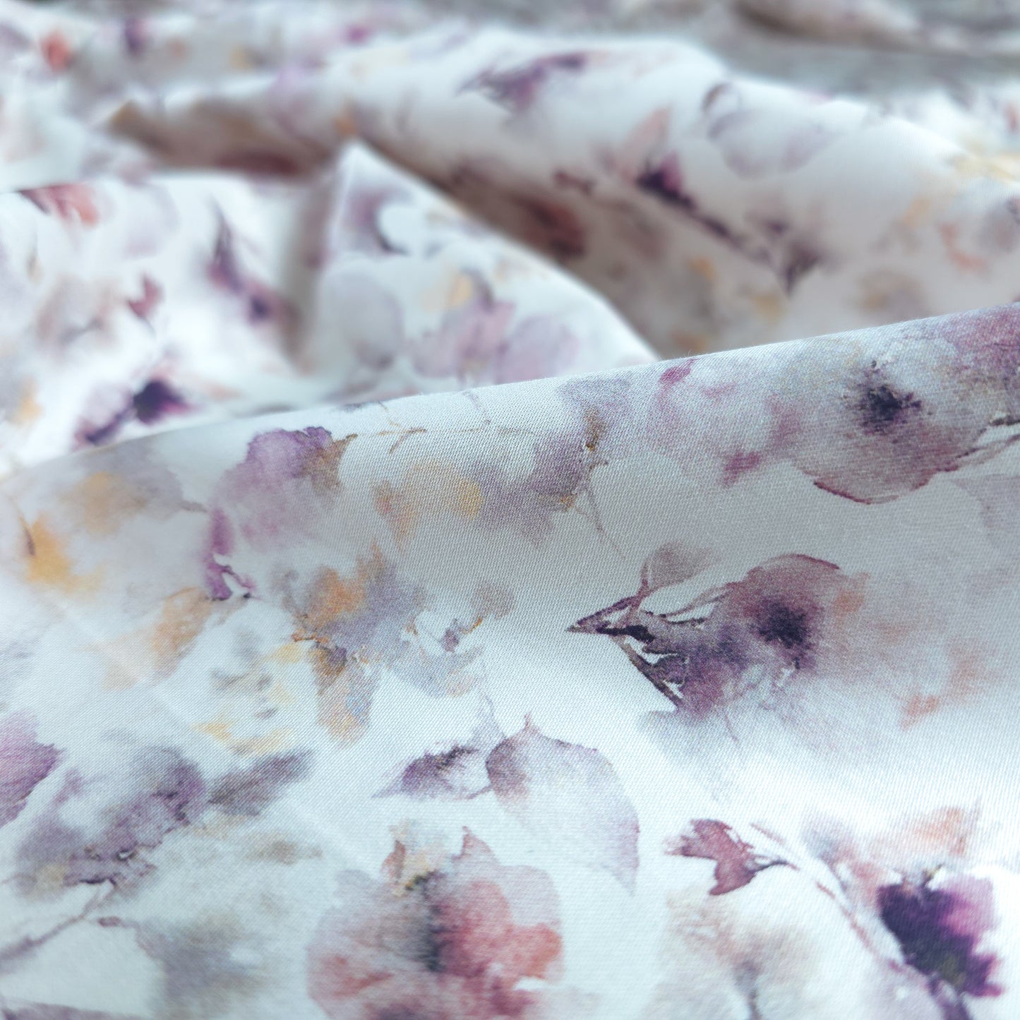 Watercolor Floral Printed Satin Fabric