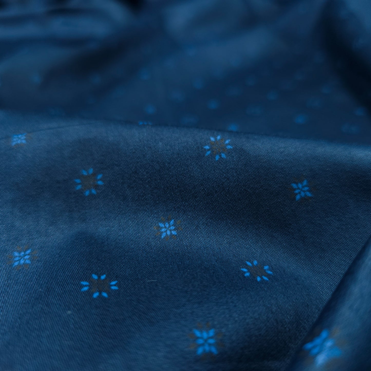 Midnight Micro Motif Satin Fabric