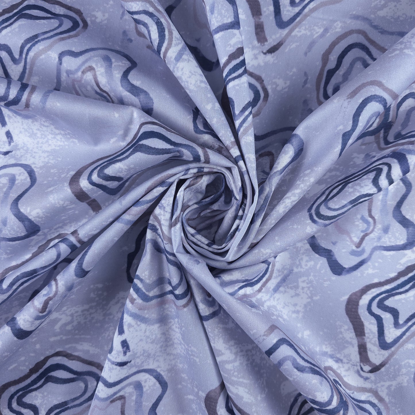 Abstract Organic Contour Printed Satin Fabric