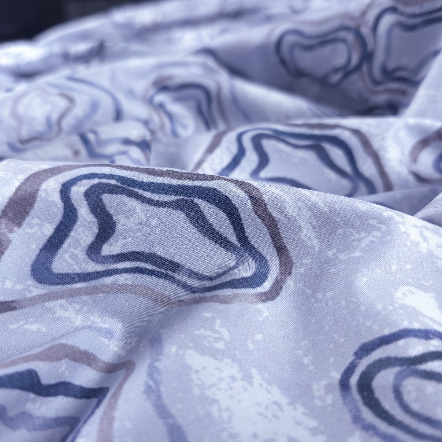 Abstract Organic Contour Printed Satin Fabric