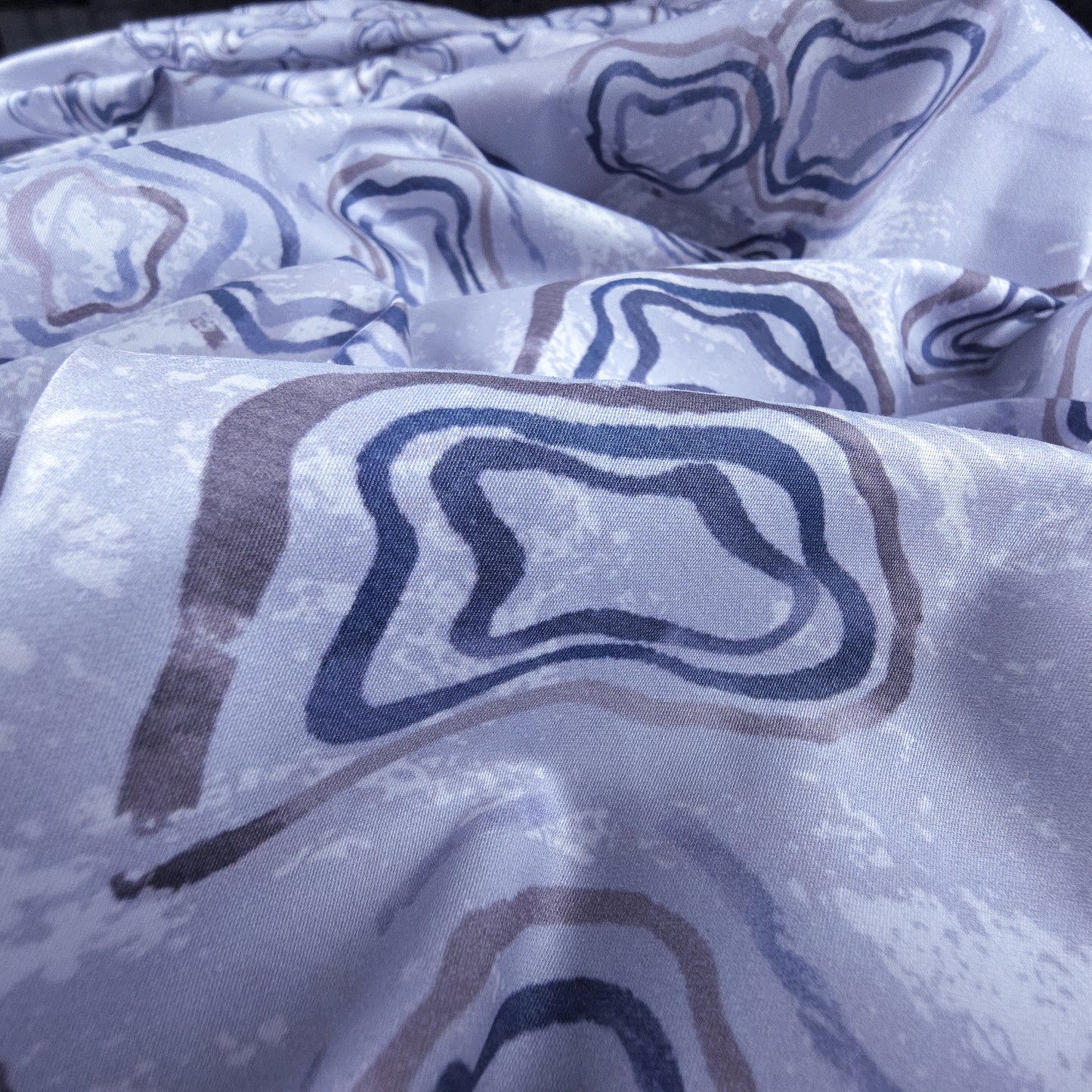Abstract Organic Contour Printed Satin Fabric