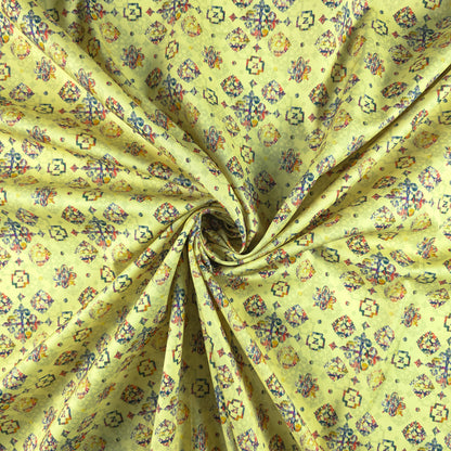 Ethnic Geometric Buta Printed Satin Fabric
