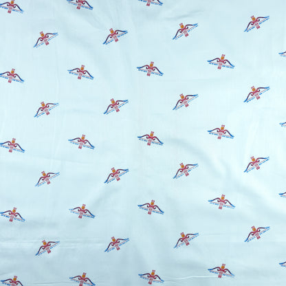 Divine Bow-Arrow Emblem Printed Satin Fabric
