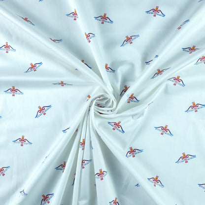 Divine Bow-Arrow Emblem Printed Satin Fabric