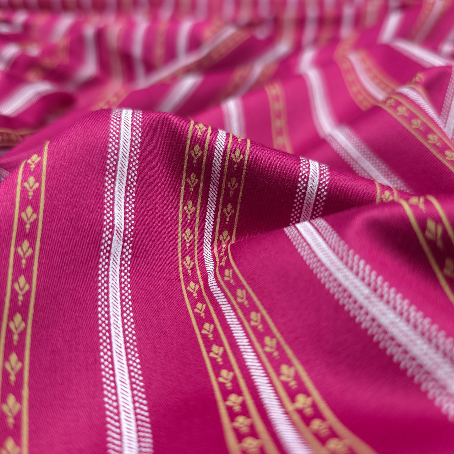 Royal Heritage Stripe Printed Satin Fabric