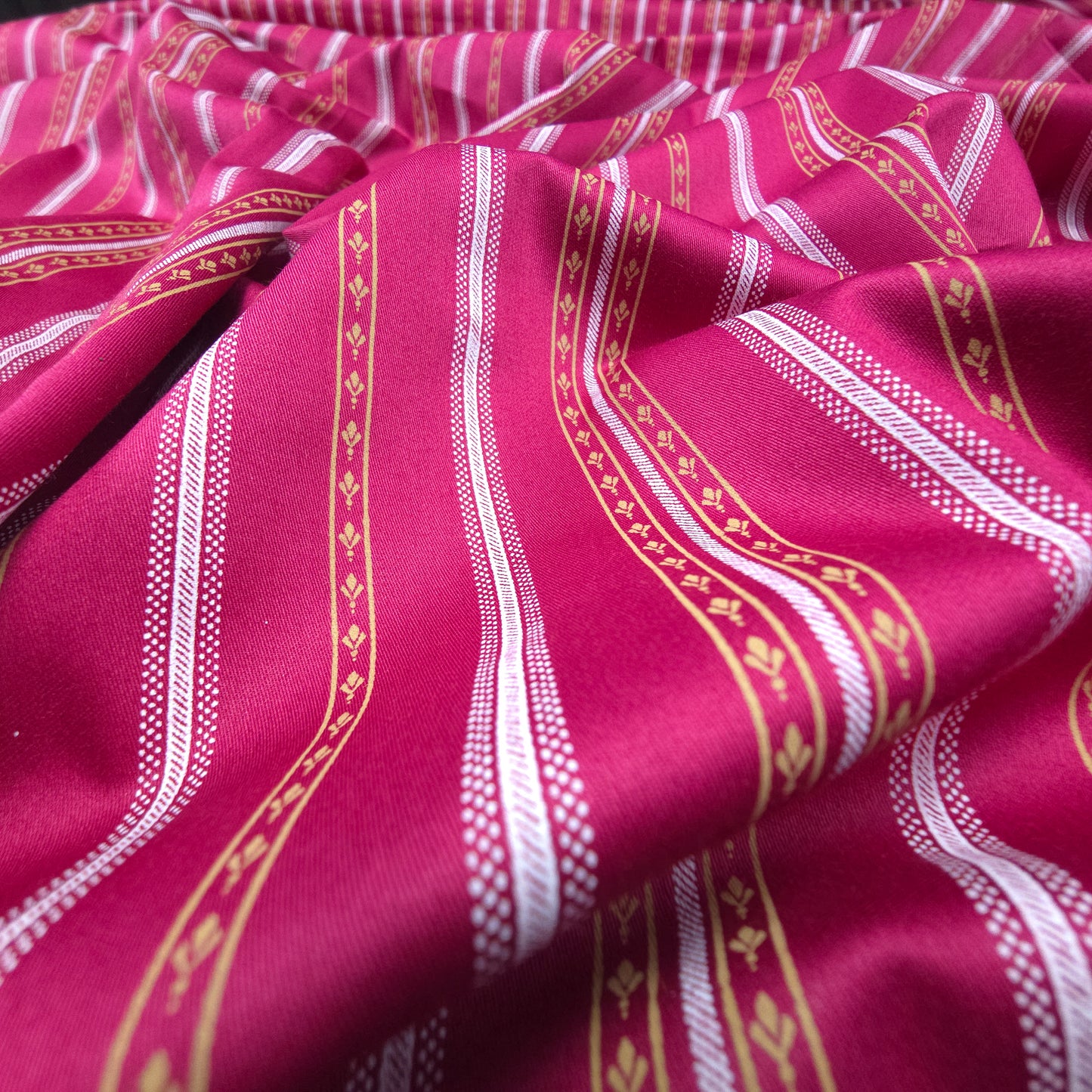 Royal Heritage Stripe Printed Satin Fabric