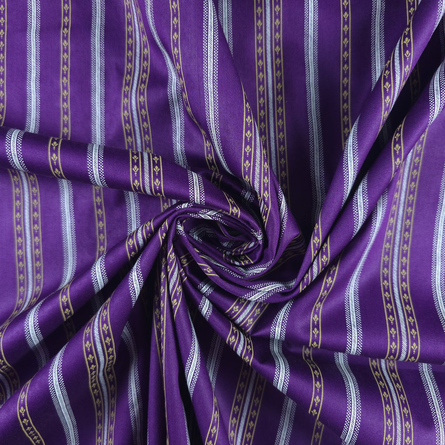 Royal Heritage Stripe Printed Satin Fabric