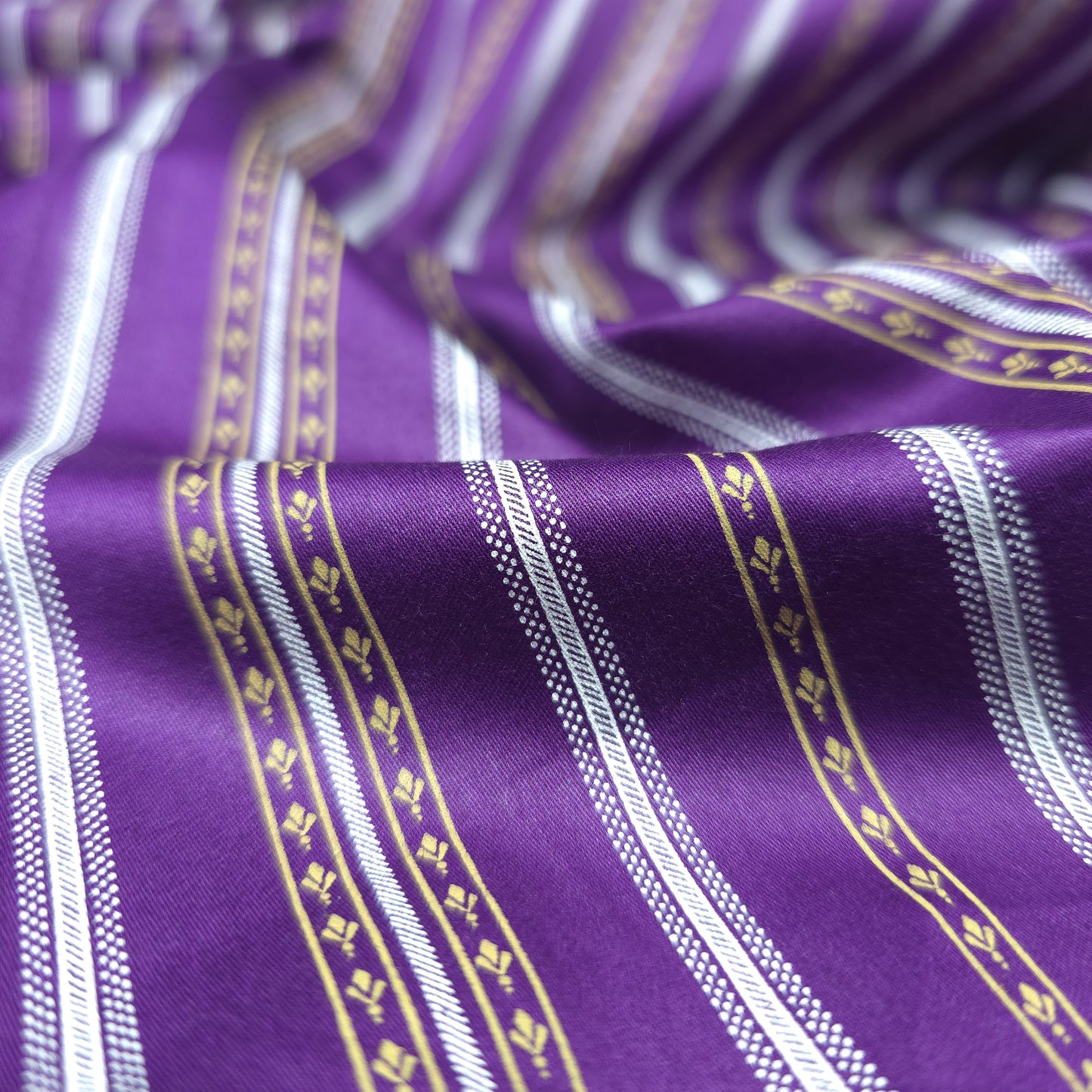 Royal Heritage Stripe Printed Satin Fabric