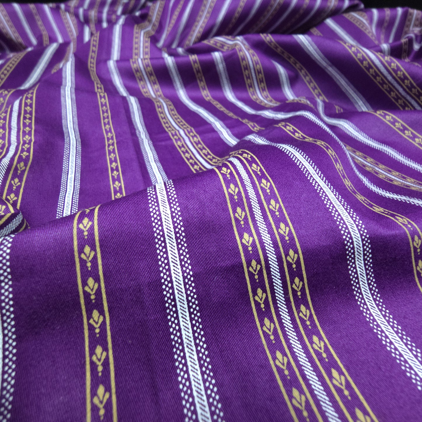 Royal Heritage Stripe Printed Satin Fabric