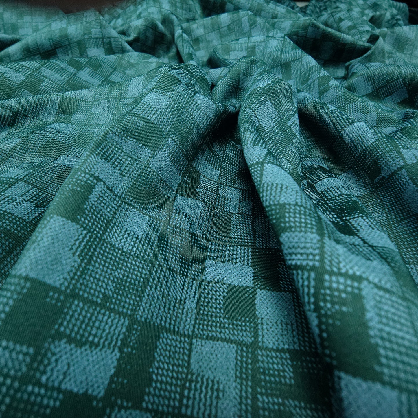 Luxury Textured Grid Printed Satin Fabric