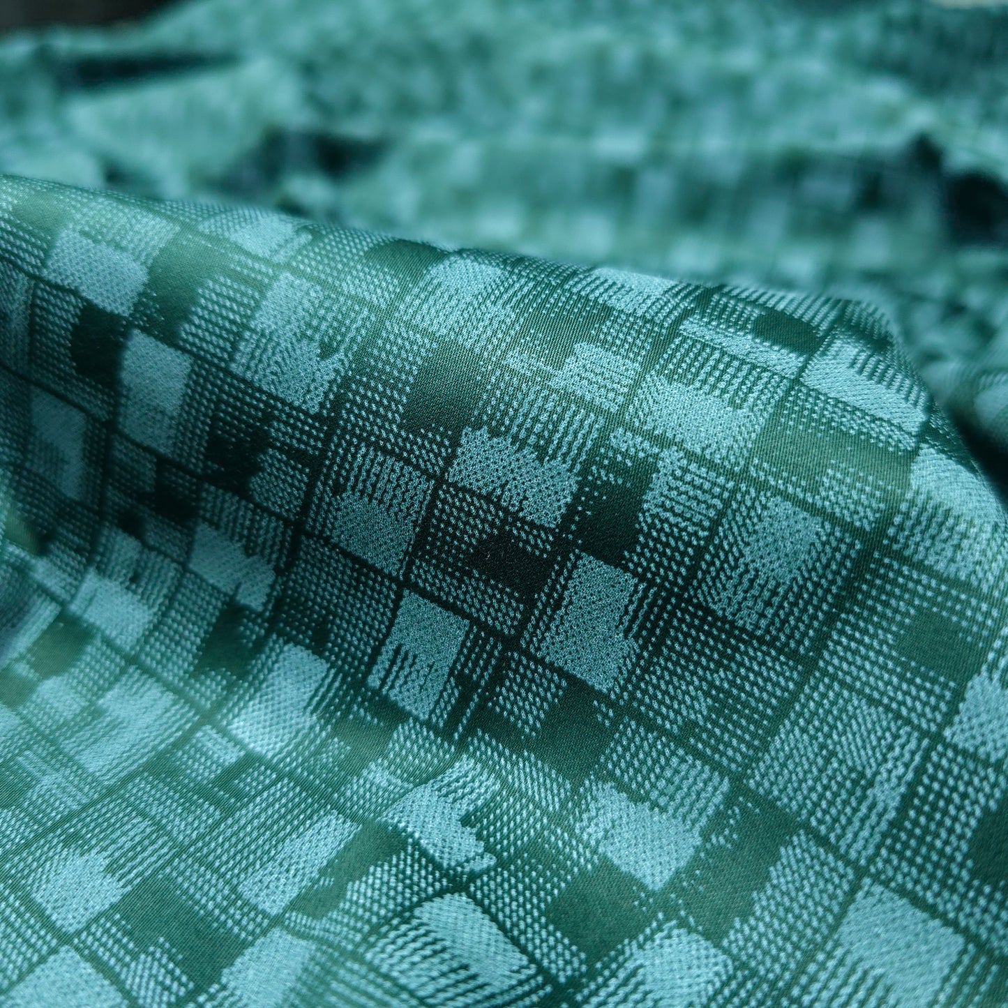 Luxury Textured Grid Printed Satin Fabric