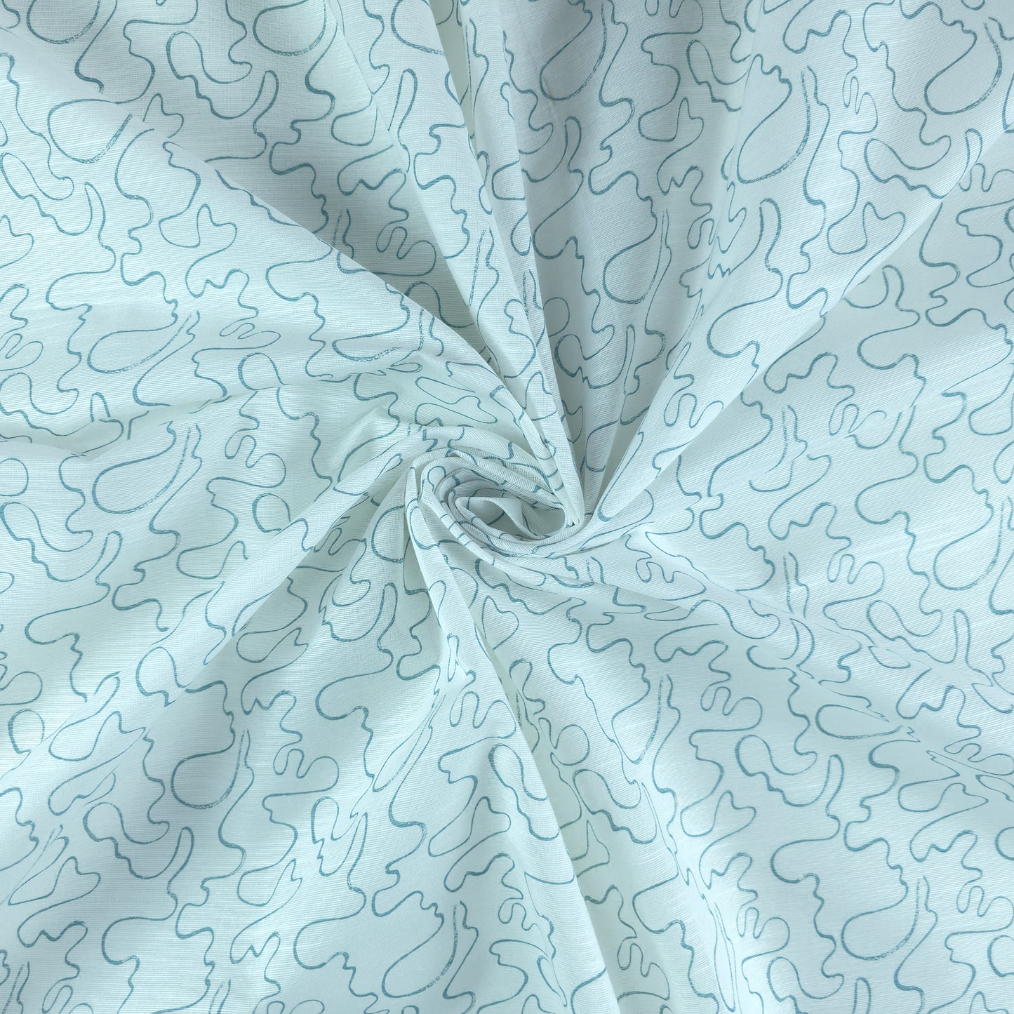Abstract Flow Line Printed Cotton Slub Fabric