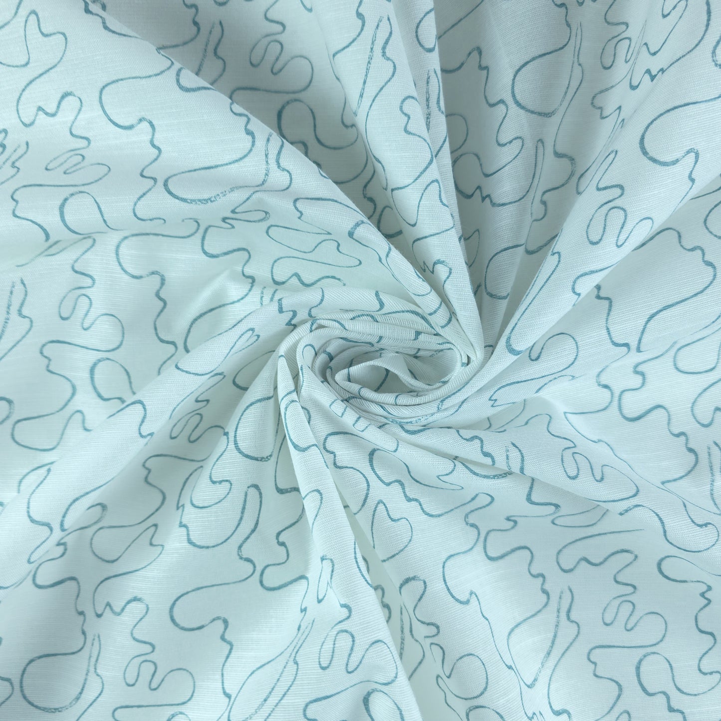 Abstract Flow Line Printed Cotton Slub Fabric