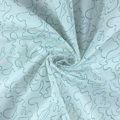 Abstract Flow Line Printed Cotton Slub Fabric