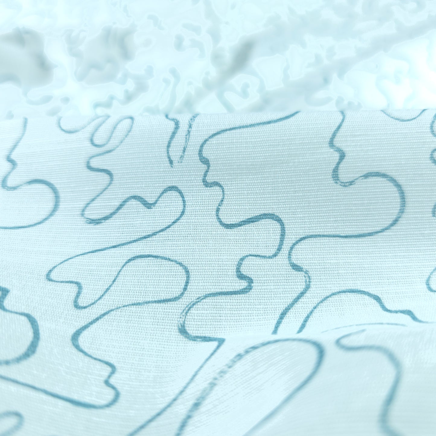 Abstract Flow Line Printed Cotton Slub Fabric
