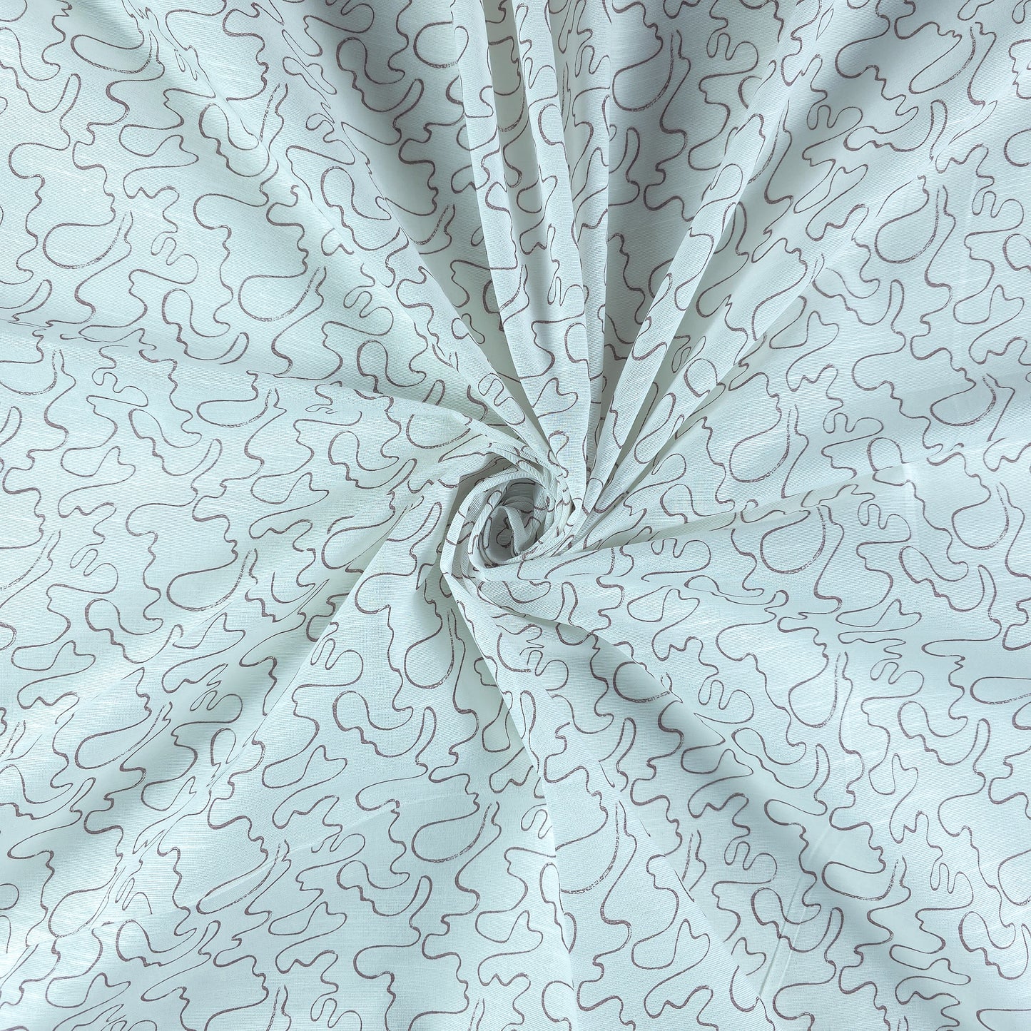Abstract Flow Line Printed Cotton Slub Fabric