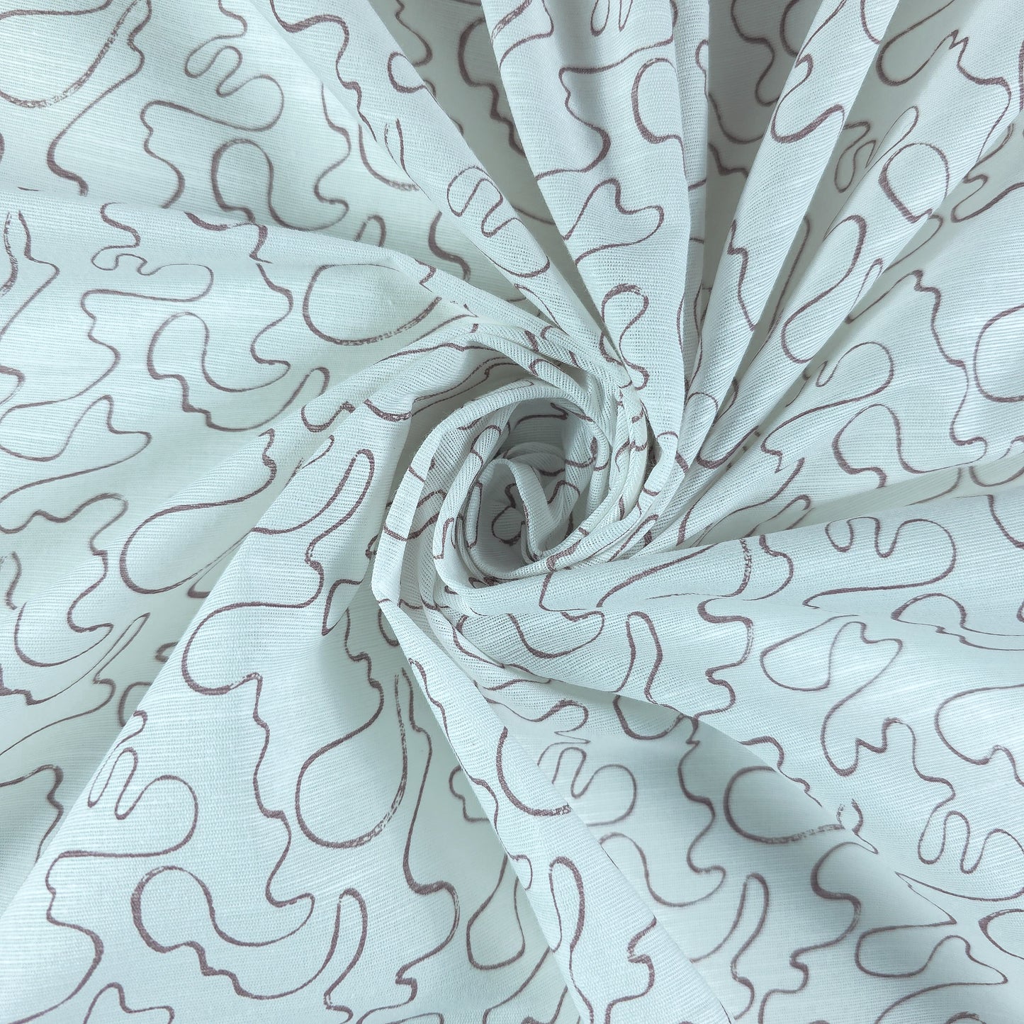 Abstract Flow Line Printed Cotton Slub Fabric