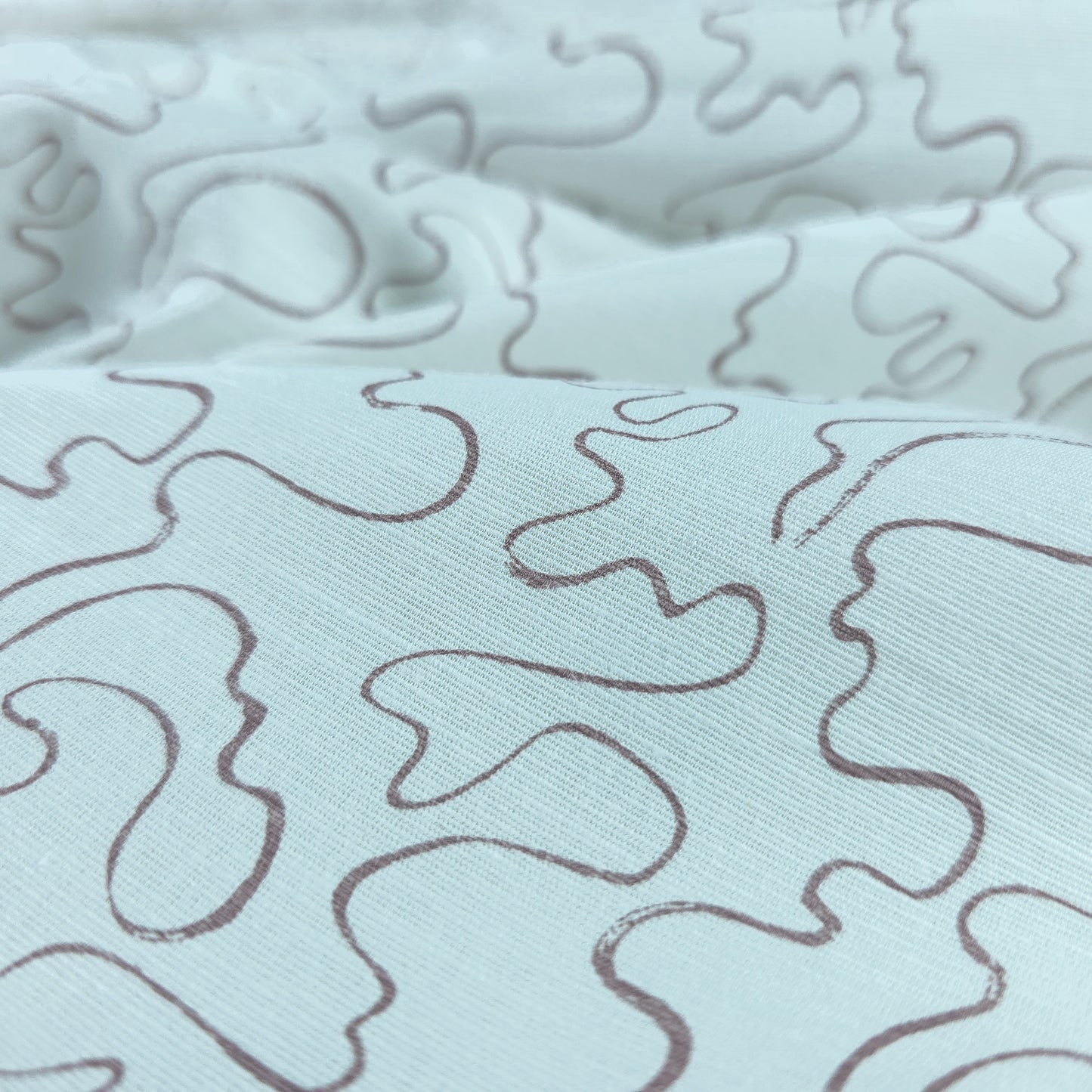 Abstract Flow Line Printed Cotton Slub Fabric