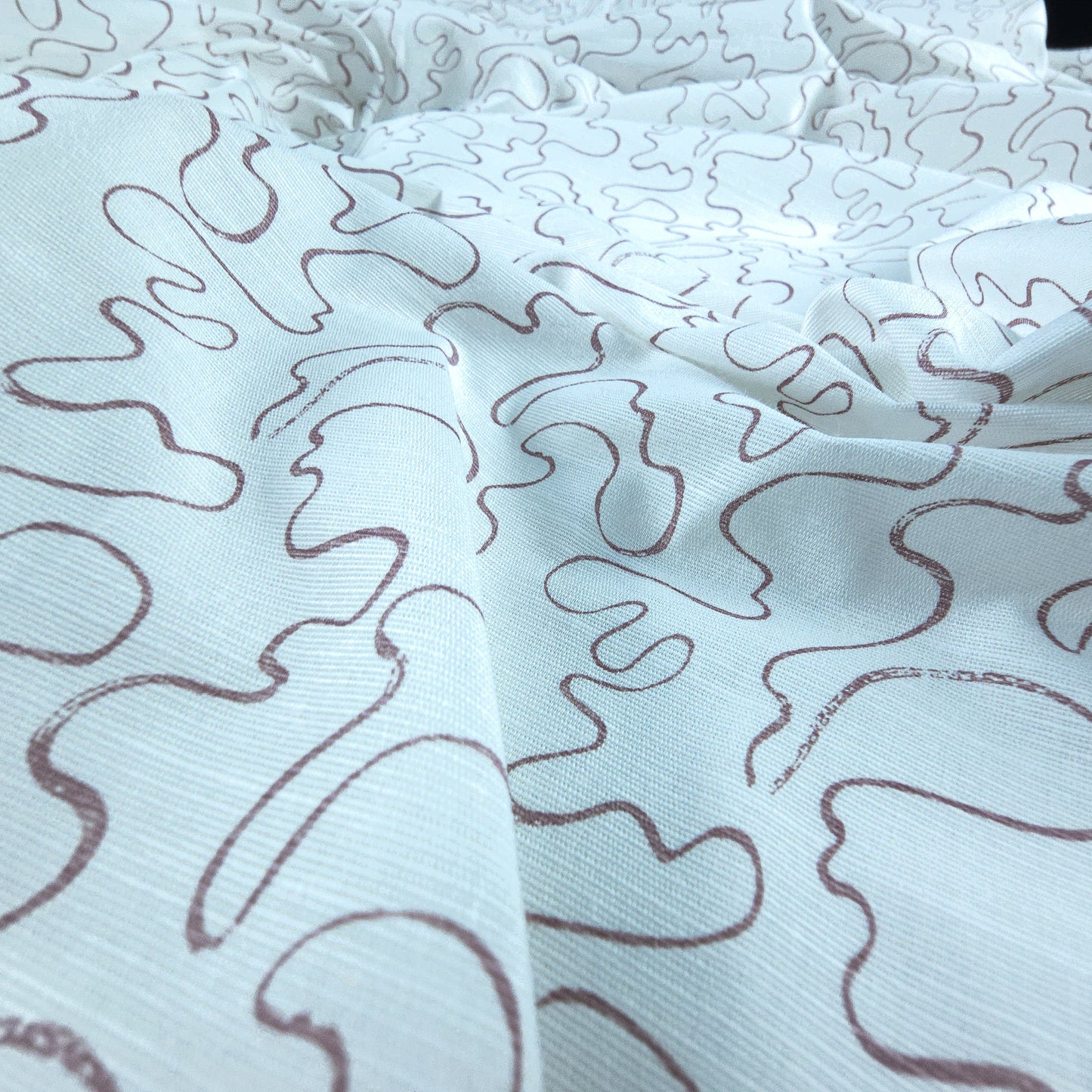 Abstract Flow Line Printed Cotton Slub Fabric