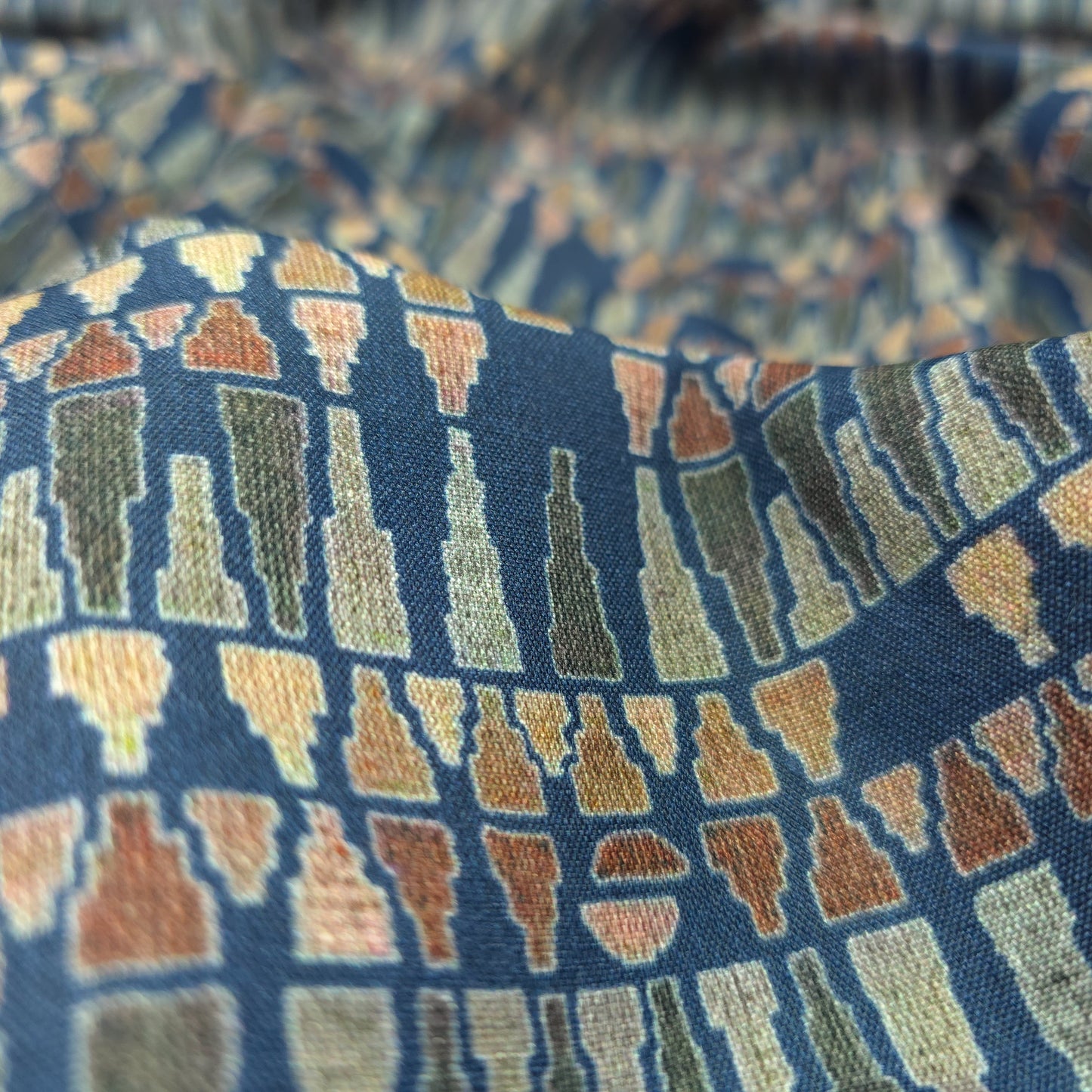 Tribal Rhythm Geometric Stripe Magic Slub Fabric