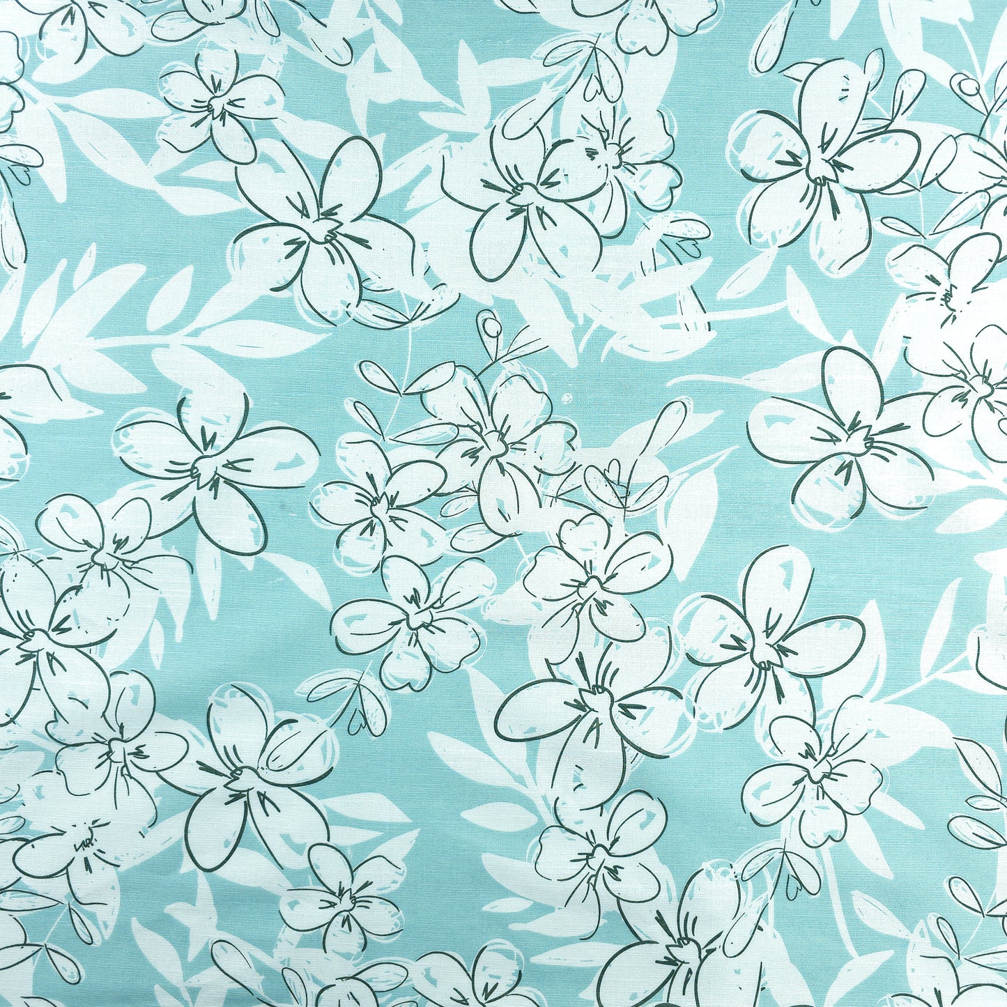 Elegant Blossom Sketch Cotton Slub Fabric