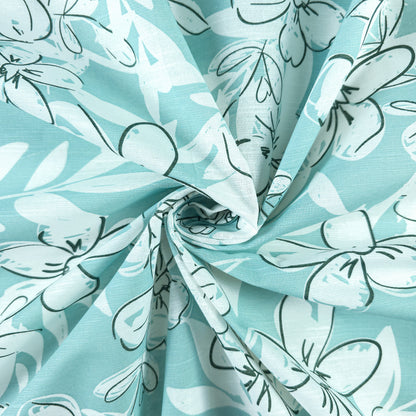 Elegant Blossom Sketch Cotton Slub Fabric