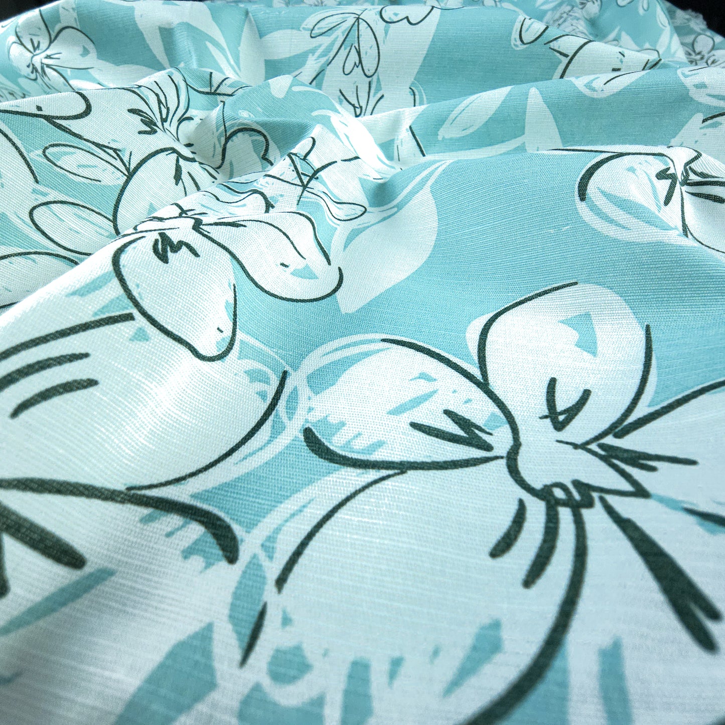 Elegant Blossom Sketch Cotton Slub Fabric