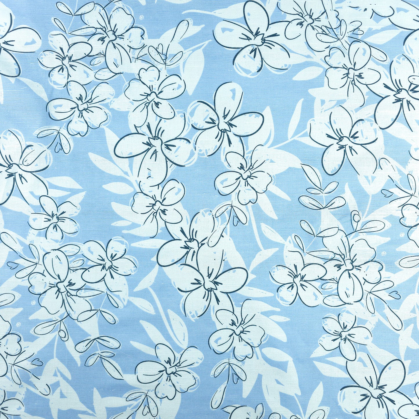 Elegant Blossom Sketch Cotton Slub Fabric